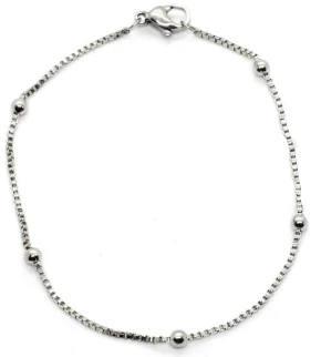 Pulsera de acero quirurgico veneciana con bolitas 19cm